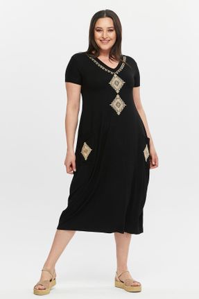 لباس مشکی زنانه ویسکون سایز بزرگ بافت کد 825926708