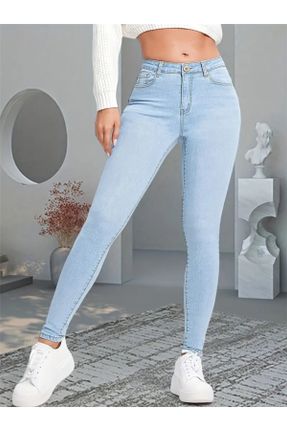 شلوار جین متالیک زنانه پاچه لوله ای جوان بلند کد 825847077