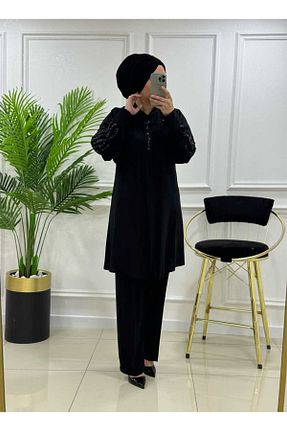 ست بالاتنه و پائین تنه حجاب مشکی زنانه سایز بزرگ masalabiyem - کد 825849937