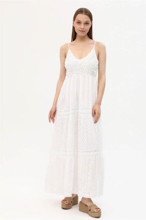لباس سفید زنانه بافتنی رگولار آستین-بلند کد 738748010