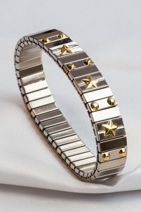 دستبند استیل طلائی زنانه فولاد ( استیل ) کد 796164371
