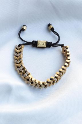 دستبند استیل طلائی زنانه فولاد ( استیل ) کد 801701257