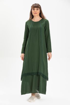 لباس سبز زنانه اورسایز بافتنی پنبه - پلی استر کد 92947427