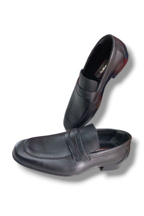کفش کلاسیک مشکی مردانه چرم طبیعی پاشنه کوتاه ( 4 - 1 cm ) پاشنه ساده کد 825984595