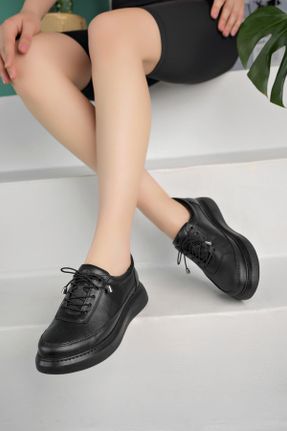 کفش کژوال مشکی زنانه چرم طبیعی پاشنه کوتاه ( 4 - 1 cm ) پاشنه ساده کد 820466260