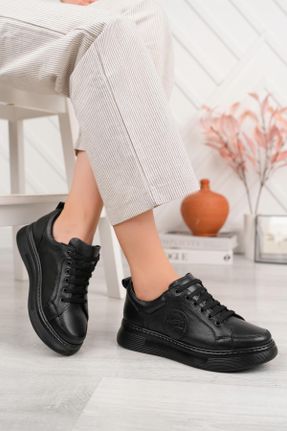 کفش کژوال مشکی زنانه چرم طبیعی پاشنه کوتاه ( 4 - 1 cm ) پاشنه ساده کد 763420370