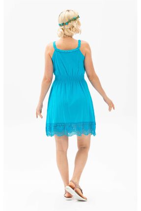 لباس فیروزه ای زنانه بافتنی پنبه - پلی استر رگولار بند دار بیسیک کد 93038549