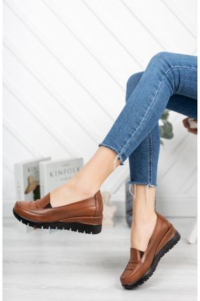 کفش کژوال قهوه ای زنانه چرم طبیعی پاشنه کوتاه ( 4 - 1 cm ) پاشنه ساده کد 41152861
