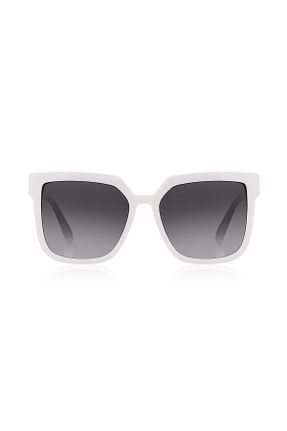 عینک آفتابی سفید زنانه 65 UV400 پلاستیک سایه روشن مستطیل کد 825995591