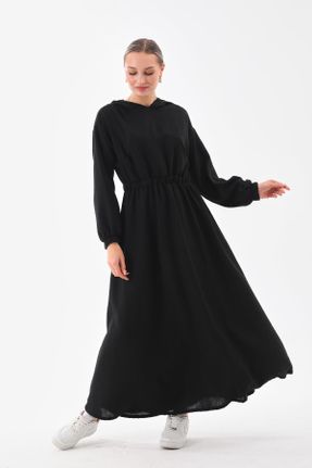 لباس مشکی زنانه بافت پنبه - پلی استر رگولار آستین-بلند کد 826011738