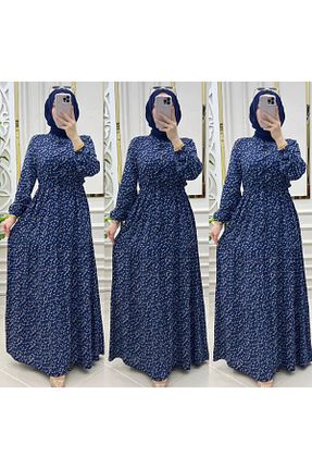 لباس حجاب سرمه ای زنانه اورسایز HABİN GİYİM - کد 826051222