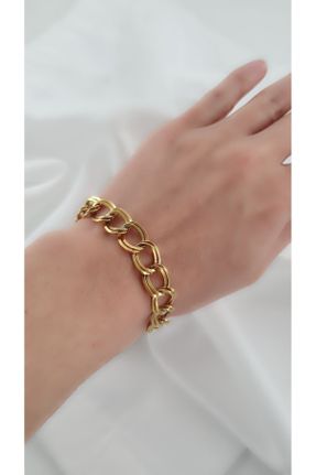 دستبند استیل طلائی زنانه فولاد ( استیل ) کد 826048055