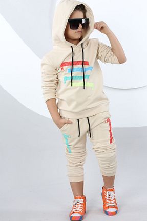 ست بالاتنه و پائین تنه بژ بچه گانه بافت ixoskids club - کد 791560866