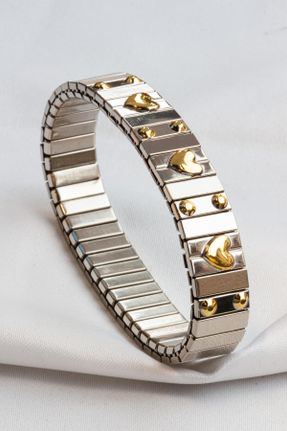 دستبند استیل طلائی زنانه فولاد ( استیل ) کد 806158865