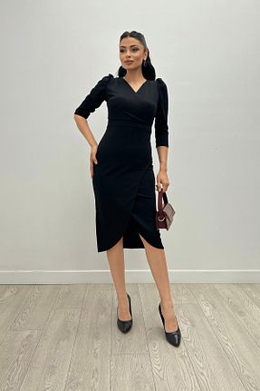 لباس مجلسی سایز بزرگ مشکی زنانه دو سینه giyimmasalı - کد 35221085
