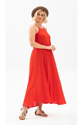 لباس قرمز زنانه بافتنی رگولار بند دار بیسیک کد 93040775