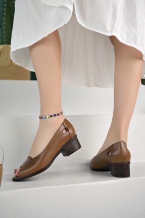 کفش کژوال قهوه ای زنانه چرم طبیعی پاشنه کوتاه ( 4 - 1 cm ) پاشنه ضخیم کد 820458828