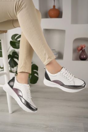 کفش کژوال سفید زنانه چرم طبیعی پاشنه کوتاه ( 4 - 1 cm ) پاشنه ساده کد 825474663
