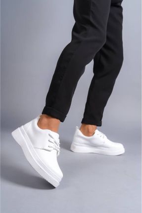 کفش اسنیکر سفید مردانه چرم مصنوعی کد 824660127