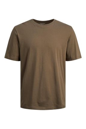 تی شرت خاکی مردانه رگولار یقه گرد تکی بیسیک کد 826012176