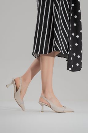 کفش پاشنه بلند کلاسیک بژ زنانه چرم مصنوعی پاشنه متوسط ( 5 - 9 cm ) پاشنه نازک کد 826017173