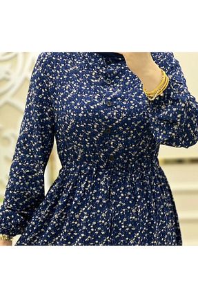 لباس حجاب سرمه ای زنانه اورسایز HABİN GİYİM - کد 826051222