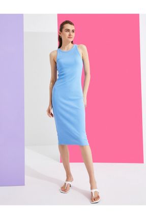 لباس آبی زنانه بافتنی پنبه (نخی) تنگ اداری کد 117541561