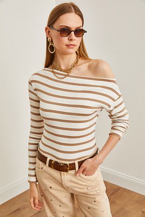 بلوز بژ زنانه اسلیم فیت Olalook - کد 826274248