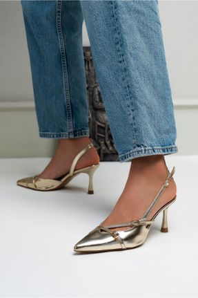 کفش پاشنه بلند کلاسیک طلائی زنانه چرم مصنوعی پاشنه نازک پاشنه متوسط ( 5 - 9 cm ) کد 824893972