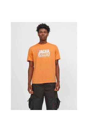 تی شرت نارنجی مردانه رگولار یقه گرد پنبه (نخی) تکی کد 826270130