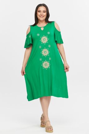 لباس سبز زنانه ویسکون سایز بزرگ بافت کد 826262305