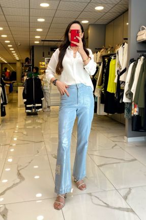 شلوار جین آبی زنانه فاق بلند جین بلند کد 823783959