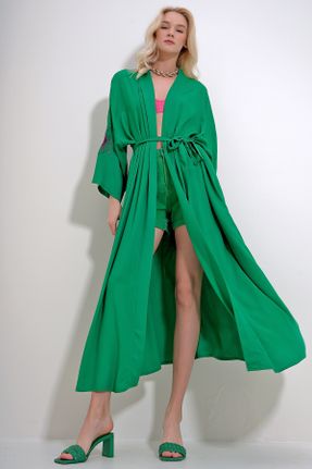 کیمونو سبز زنانه بافتنی بلند کد 819756020