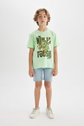 تی شرت سبز بچه گانه رگولار یقه گرد تکی کد 826141903