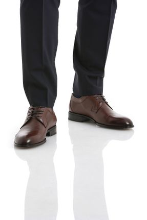 کفش کلاسیک قهوه ای مردانه چرم طبیعی پاشنه کوتاه ( 4 - 1 cm ) کد 826137860
