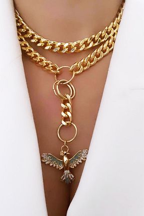 گردنبند جواهر طلائی زنانه فلزی Pridza - کد 826253823