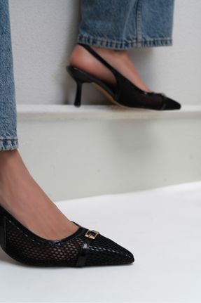 کفش پاشنه بلند کلاسیک مشکی زنانه سبد پاشنه نازک پاشنه متوسط ( 5 - 9 cm ) کد 826249843