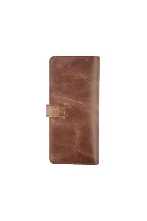 کیف پورتفوی و کلاچ قهوه ای زنانه چرم خالص Karalı Deri - کد 819622825