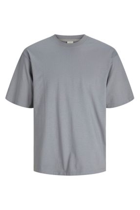 تی شرت طوسی مردانه اورسایز یقه گرد کد 826259688