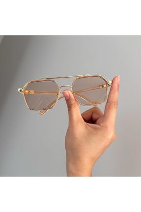 عینک آفتابی بژ زنانه 57 UV400 مات مستطیل کد 824663337