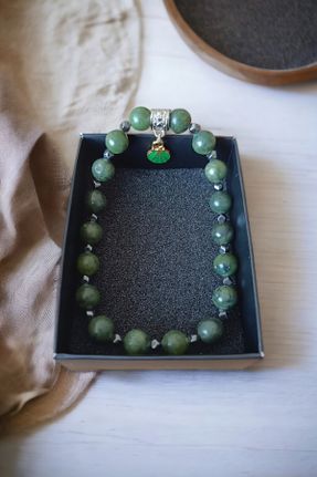 دستبند جواهر سبز زنانه سنگی کد 826377050
