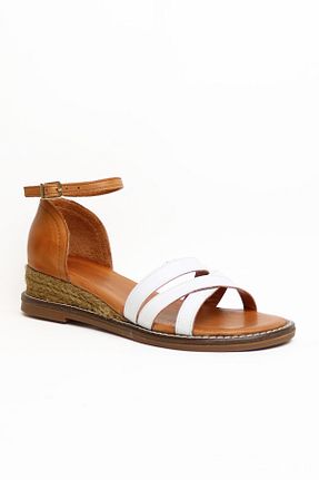 صندل سفید زنانه پاشنه تخت Elile Shoes - کد 826396521