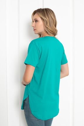 تی شرت سبز زنانه رگولار یقه گرد پنبه (نخی) کد 749474896