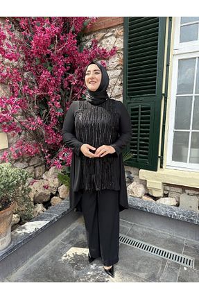 ست بالاتنه و پائین تنه مشکی زنانه بافتنی Emsale - کد 826200282