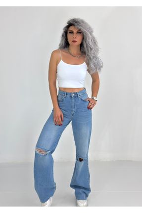شلوار جین آبی زنانه فاق بلند جین بلند کد 826317017