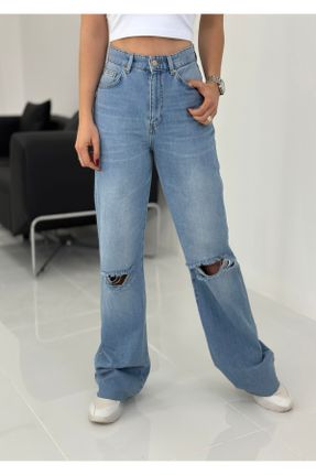 شلوار جین آبی زنانه فاق بلند جین بلند کد 826317017