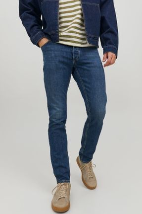 شلوار جین آبی مردانه پاچه تنگ فاق افتاده جین اسلیم استاندارد کد 645909433