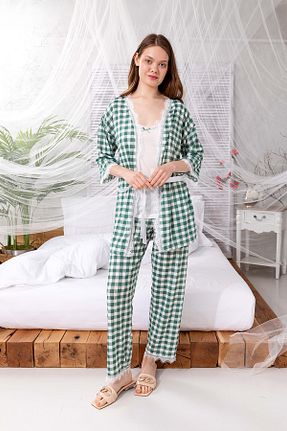 ست لباس راحتی سبز زنانه Kalp Nisanca - کد 653573007