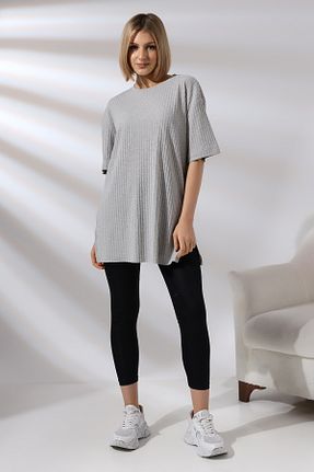 تیشرت طوسی زنانه اورسایز Endies - کد 798489114
