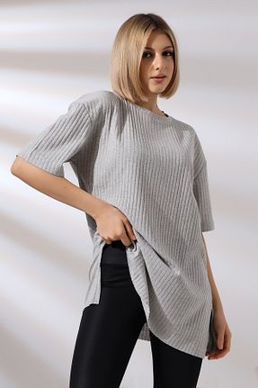 تیشرت طوسی زنانه اورسایز Endies - کد 798489114